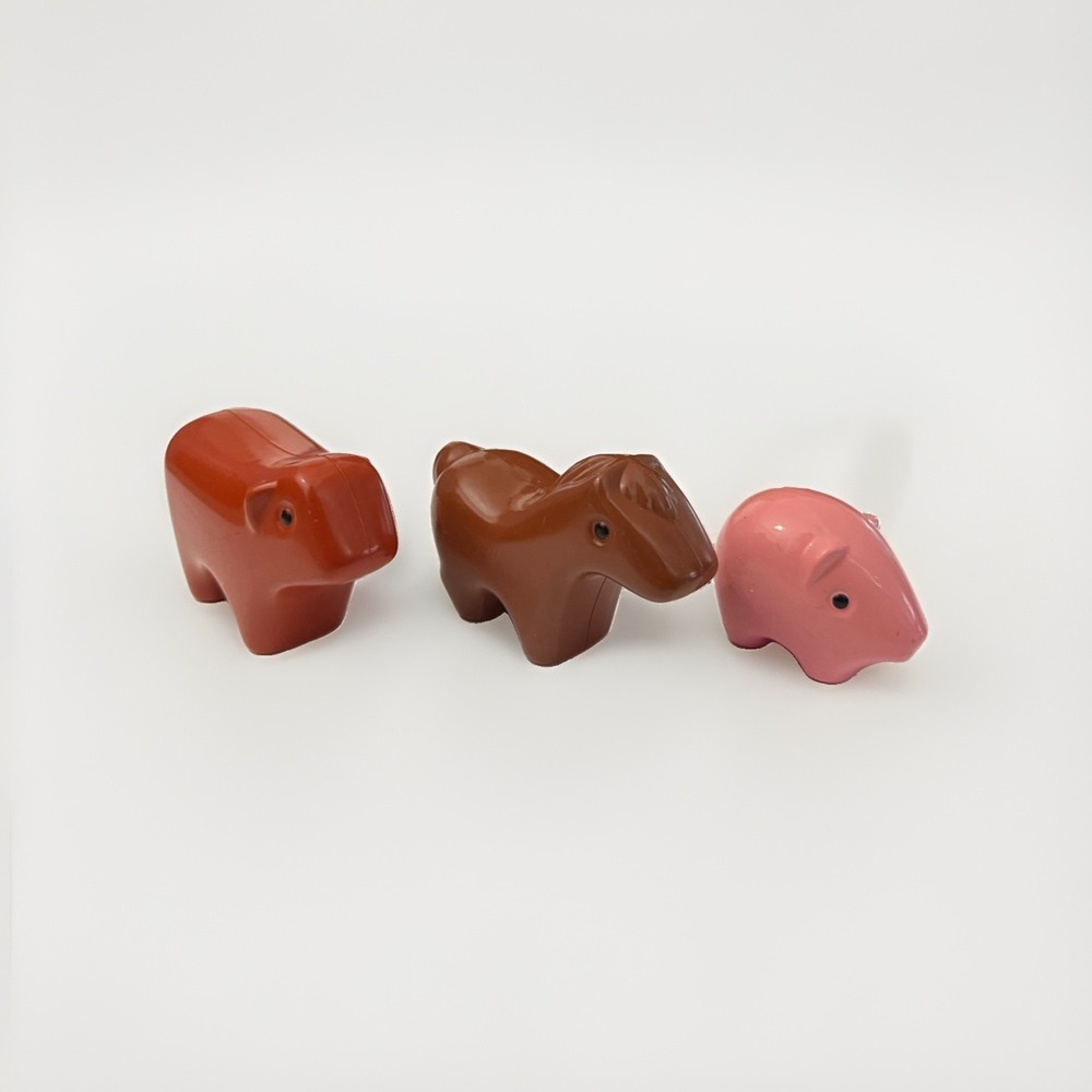 3 Vintage LITTLE TIKES  Toddle Tots Replacement Animal Cow Horse Pig Farm